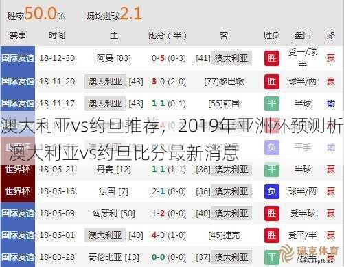 澳大利亚vs约旦推荐，2019年亚洲杯预测析  澳大利亚vs约旦比分最新消息